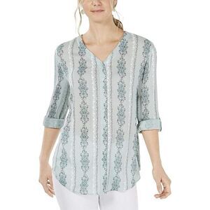 ✨Style & Co. Printed Roll Tab Tie Front Sz XL Shirt✨